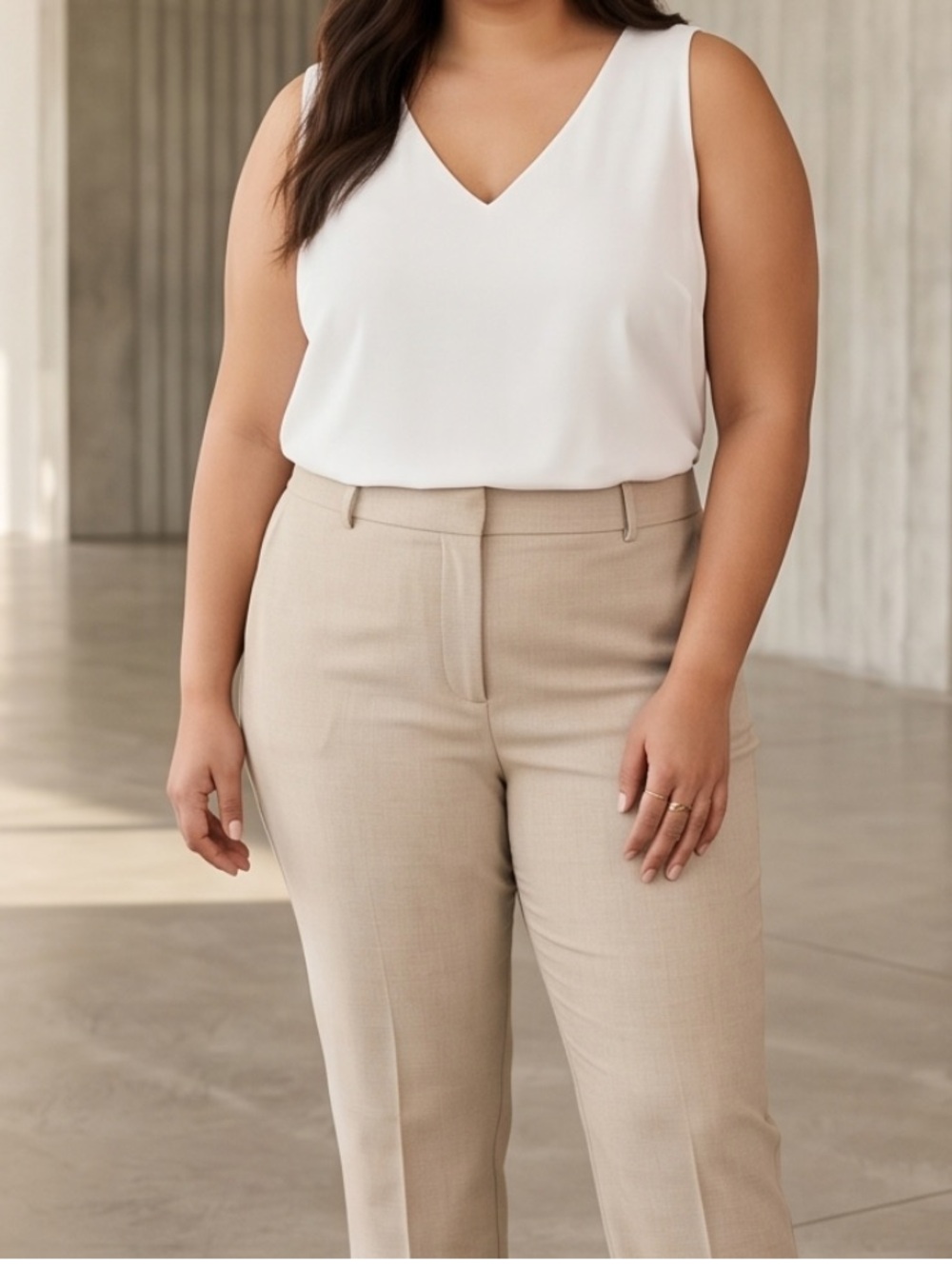 Reitmans Cream V-Neck Sleeveless Camisole